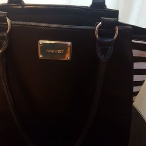 Used Black and White stripe Nine West Purse